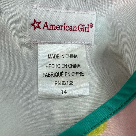 American Girl Child Size Bright Blooms Floral Dress Belted Lined Size 14 Girls - Picture 7 of 7